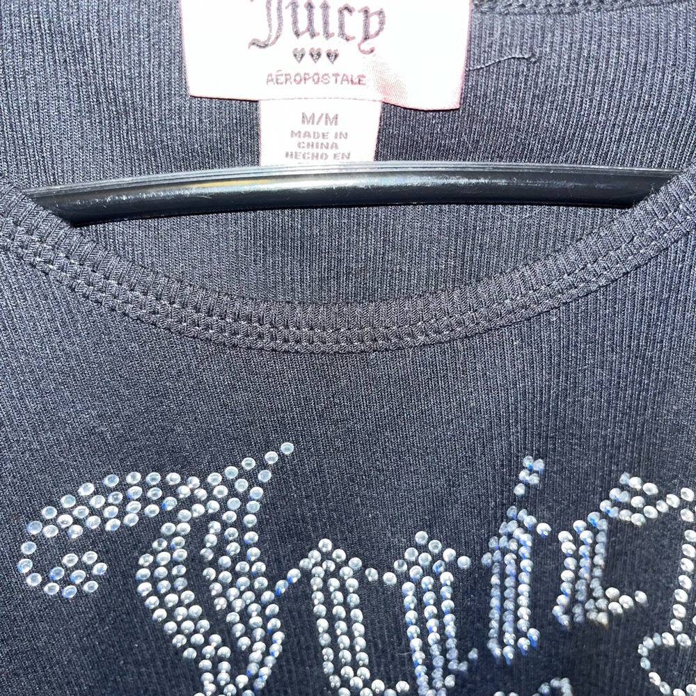 Juicy Couture Black Top with Rhinestone Detail